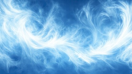 Obraz premium Abstract swirling blue and white patterns resembling clouds or smoke. Bright white highlights against a soft blue background create a dreamy