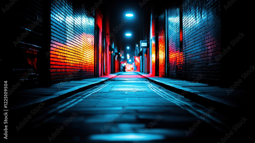 Wall mural Witness Accounts and Time Passing Without Leads, A dimly lit alleyway scene claimed by a witness, presented in high fidelity, suitable for mystery and urban themes.