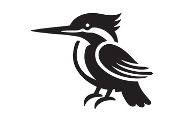 Fototapeta premium Simple Kingfisher Bird Icon Black Silhouette Vector