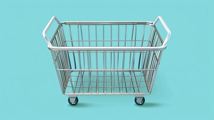 Modern Metal Supermarket Basket with Silver Chrome Finish for Professional Shopping Experience