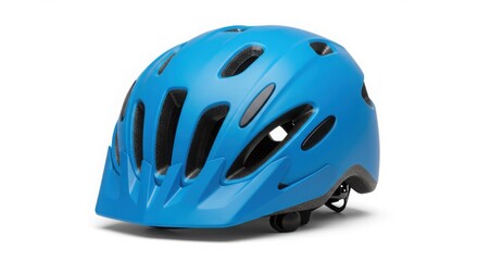 Fototapeta premium Blue Bicycle Helmet Isolated on White Background