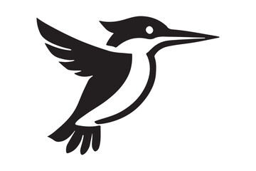 Silhouette of Kingfisher in Flight Artistic Black Vector