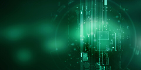 Fototapeta premium 2d illustration Abstract futuristic electronic circuit technology background 