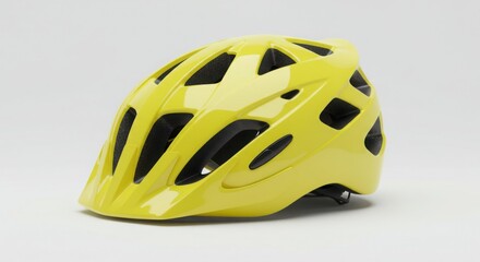 Fototapeta premium Yellow Bicycle Helmet Isolated on White Background