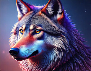 Proud Wolf - painting style portrait