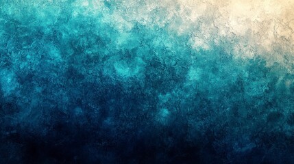 Fototapeta premium Abstract background with teal, blue, and beige tones. The texture is grainy and speckled, creating a mottled effect. The colors blend softly