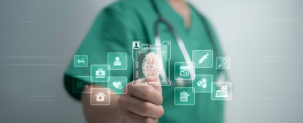 Biometric fingerprint technology for secure authentication in modern healthcare systems, ensuring...