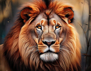 Lion the king - majestic portrait - painting style
