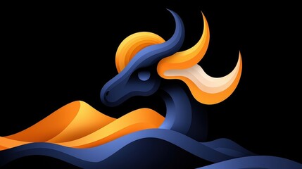 Naklejka premium Abstract Dragon Head Illustration with Flowing Colors and Modern Design Elements