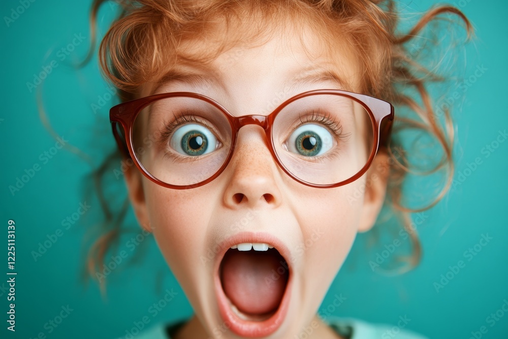Poster a hyper-realistic close-up of a person face with wide, excited eyes and a huge smile, captured as th