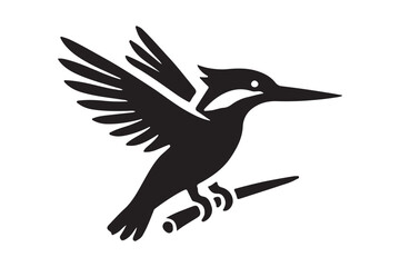 Black Kingfisher Silhouette Nature-Inspired Vector Design