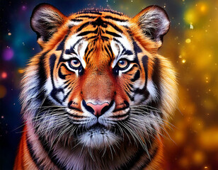 Dangerous and beautiful tiger - painting style portrait