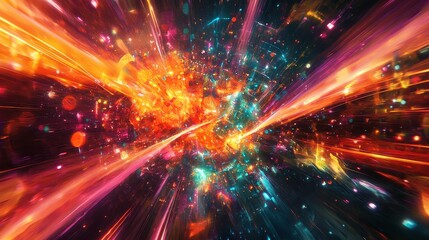 Fototapeta premium Vibrant Abstract Cosmic Explosion of Light and Colorful Motion
