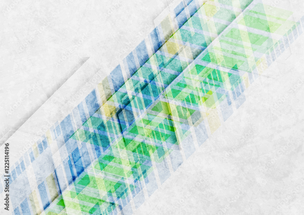Poster blue and green tech grunge minimal abstract geometric background. vector concept graphic design