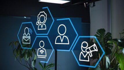 Hexagon Network Illustrating Business Communication Channels