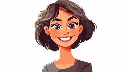 Happy Cartoon Woman Portrait for Marketing Campaigns and Design Projects