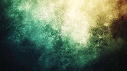 Obraz premium Abstract textured background with green, teal, and yellow tones. The image features a mottled effect with varying shades and a dark vignette around