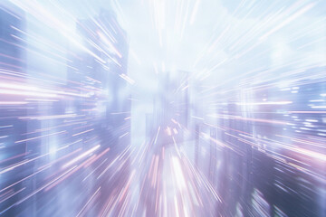 Obraz premium Urban Velocity: Blurred Modern City Skyline with Light Streaks