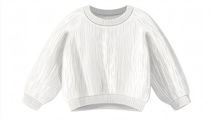 Obraz premium Soft White Sweater on White Background for Fashion Apparel Promotion, Cute and Cozy Knitwear Photography with Wide-angle Perspective
