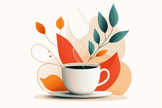 A minimalist depiction of a single steaming cup of tea with gentle swirls rising upward, symbolizing warmth and contentment, drawn in soft tones