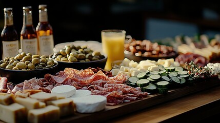 Fototapeta premium Gourmet Cheese and Charcuterie Board