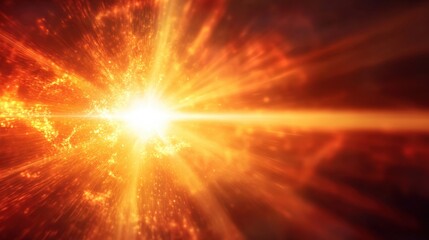 Obraz premium Fiery explosion with bright light and radiating energy in a cosmic space scene abstract art