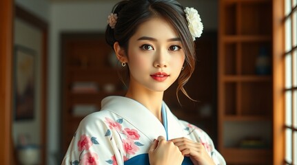 Fototapeta premium portrait of a woman in a cafe