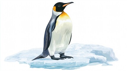 Fototapeta premium Melting Ice Berg with Penguin Outdoors - Climate Change and Wildlife Conservation Concept