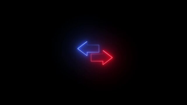Swipe left and right arrow animation on a black background. Left-right arrow loading seamless loop.road sign icon design template. Arrow direction ion right and left