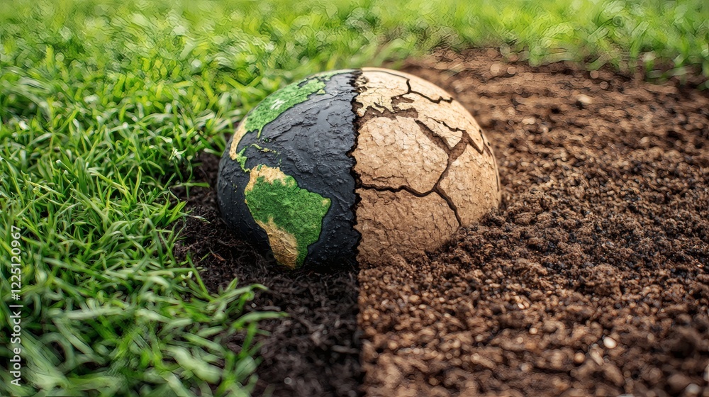 Poster conceptual representation of media bias in reporting climate change stories stock photo with side co
