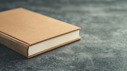 Simple Brown Book on Gray Background with Subtle Texture