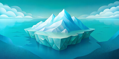 Illustration of iceberg in ocean for World Water Day concept, grain style illustration
