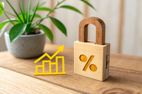 The symbol of the key and percentage is the concept of fixed interest rate after a long increase or decrease.