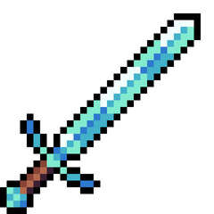 Pixel weapons: bow, sword, pickaxe, axe on a transparent background.	

