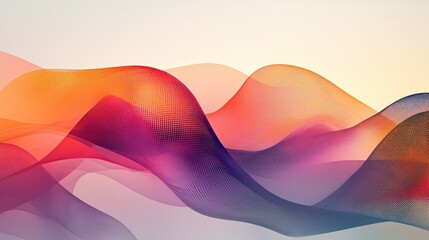 Abstract flowing waves with gradient colors and mesh texture against a light background