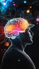 Obraz premium Human Brain Neural Network, Artificial Intelligence and Machine Learning Concept, 3D Rendering.