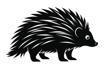 Porcupine Silhouette Vector Illustration White Background