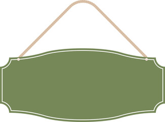 Illustration of a hanging sign board with blank copy space. Empty sign board with rope for your design. 