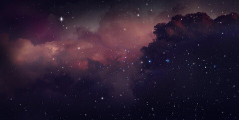 The cosmos filled with dense clusters of stars,Night scene milky way background.