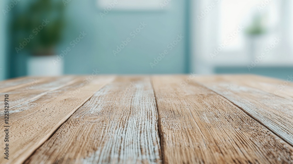Aufkleber close-up of empty wooden table top with blurred background