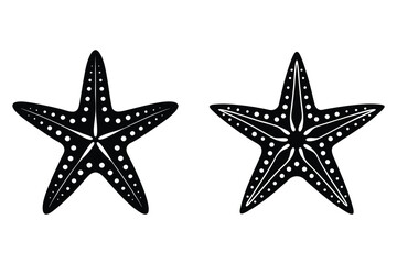 set starfish silhouette vector illustration