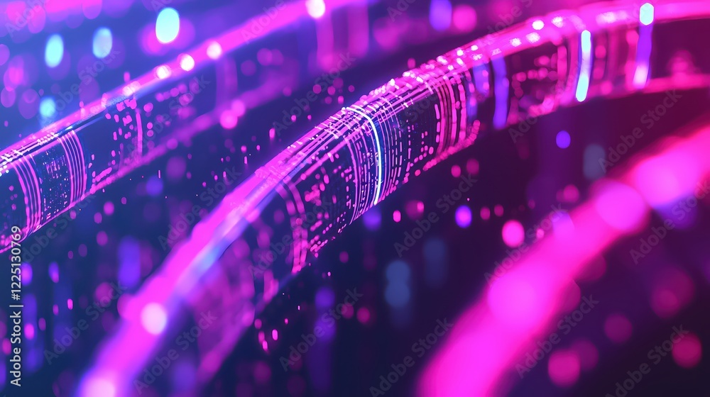 Poster Abstract Neon Glow Data Streams Digital Technology Background