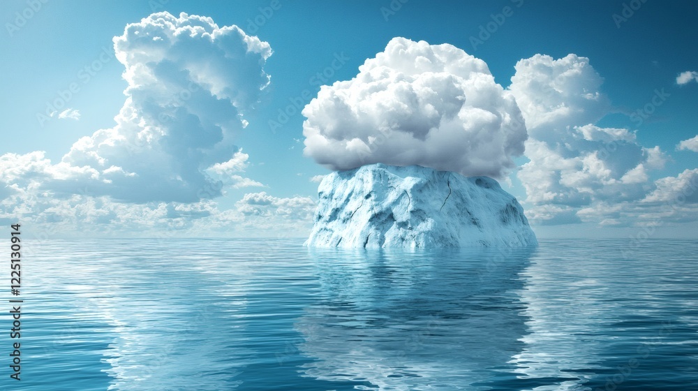 Aufkleber Split-screen image of a melting glacier juxtaposed with a climate skepticism debate Stock Photo with side copy space