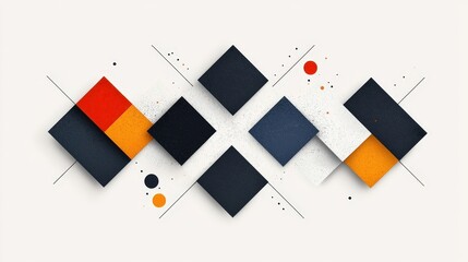 Abstract Geometric Composition with Dark and Bright Shapes on Light Background