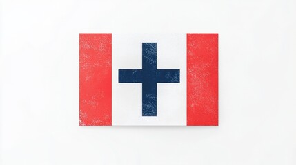 Obraz premium Stylized representation of a patriotic flag featuring a bold cross and vibrant color scheme