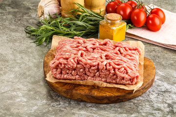 Raw uncooked red minced meat
