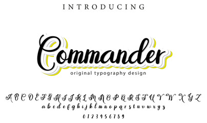 Commander Font Stylish brush painted an uppercase vector letters, alphabet, typeface