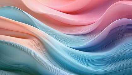 Vibrant Pastel Abstraction Soft Textured Waves in a Kaleidoscope of Colors, Embracing an Ethereal and Dreamlike Atmosphere