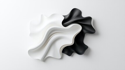 Obraz premium Abstract white and black flowing shapes on a plain background
