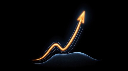 Glowing Arrow Symbolizing Growth and Progress on a Dark Background with Soft Waves